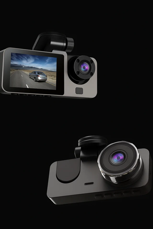 3-Channel Dash Cam Front + Rear 1080P, WiFi App Control, Parking Mode | كاميرا سيارة 3 قنوات