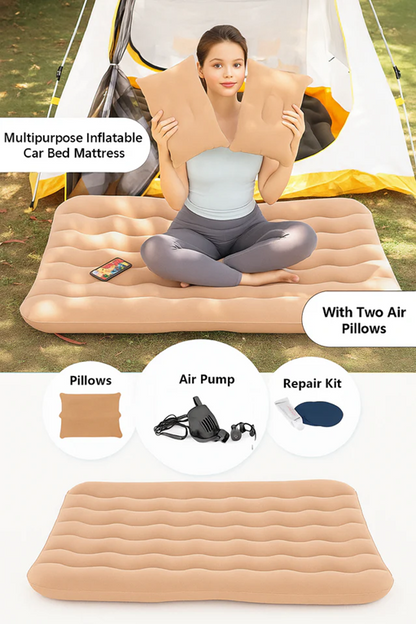 Car Inflatable Air Mattress Bed with 2 Pillows & Storage Piers, Beige | مرتبة هوائية للسيارة