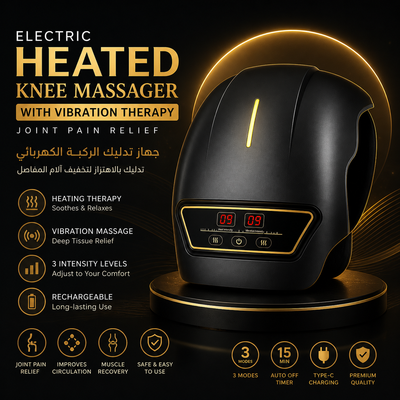 Electric Heated Knee Massager with Vibration Therapy Joint Pain Relief | جهاز تدليك الركبة الكهربائي