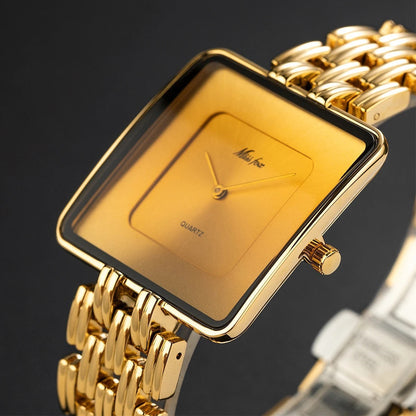 Luxury Square Gold Quartz Watch - Stylish and Elegant Timepiece for Men and Women